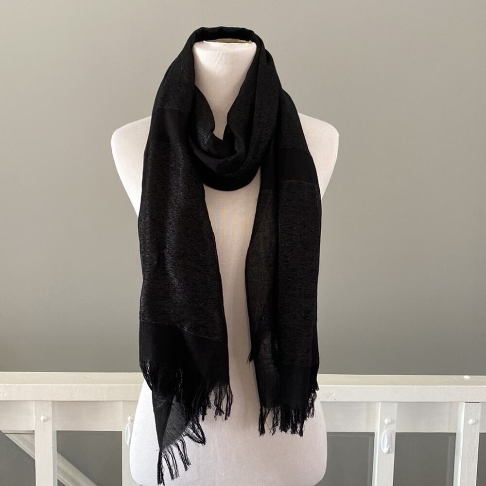 The Limited Black Sparkly Lightweight Fringe Hem Scarf